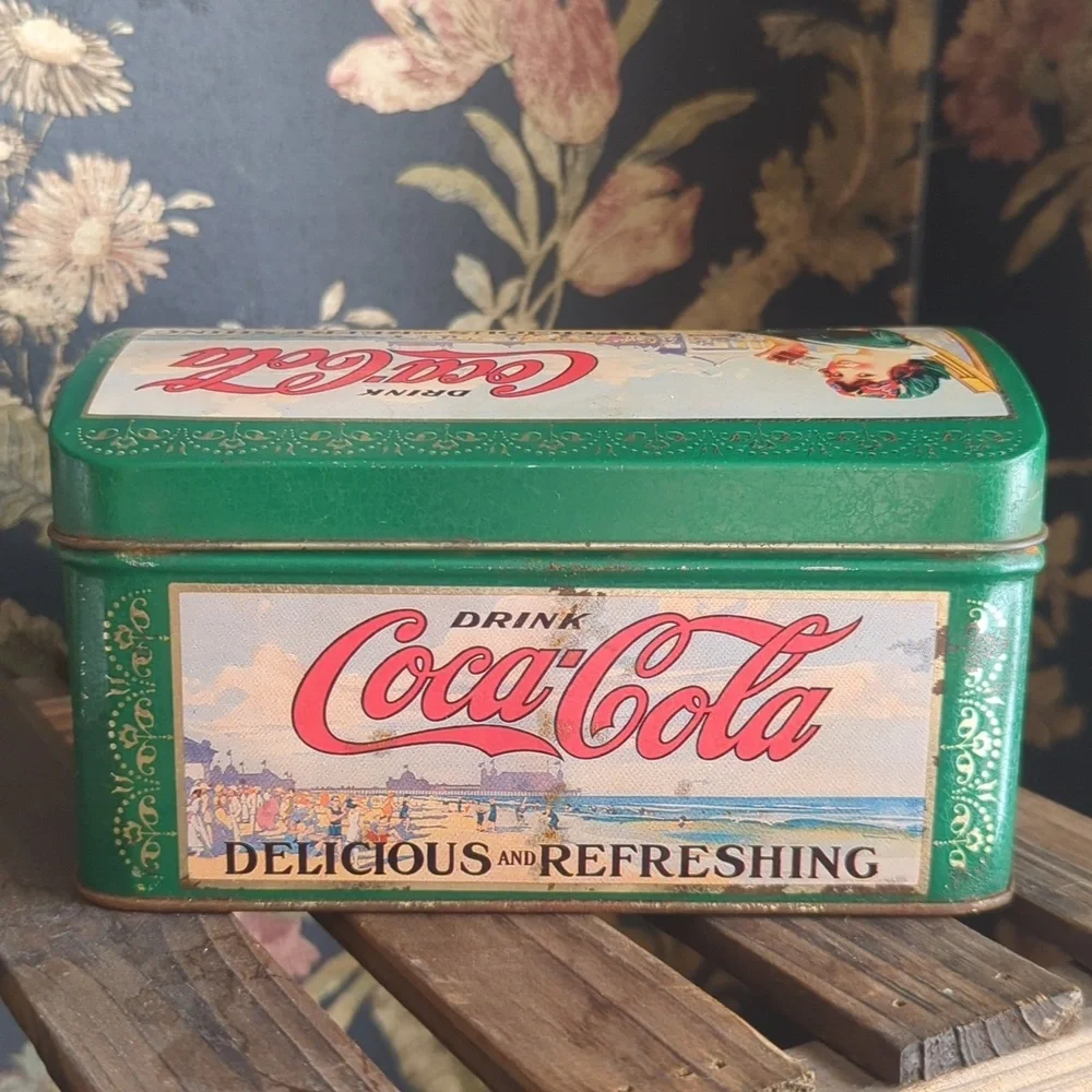Vintage Coca-Cola Tin with Woman on a Beach Made By The Tin Box Co.
